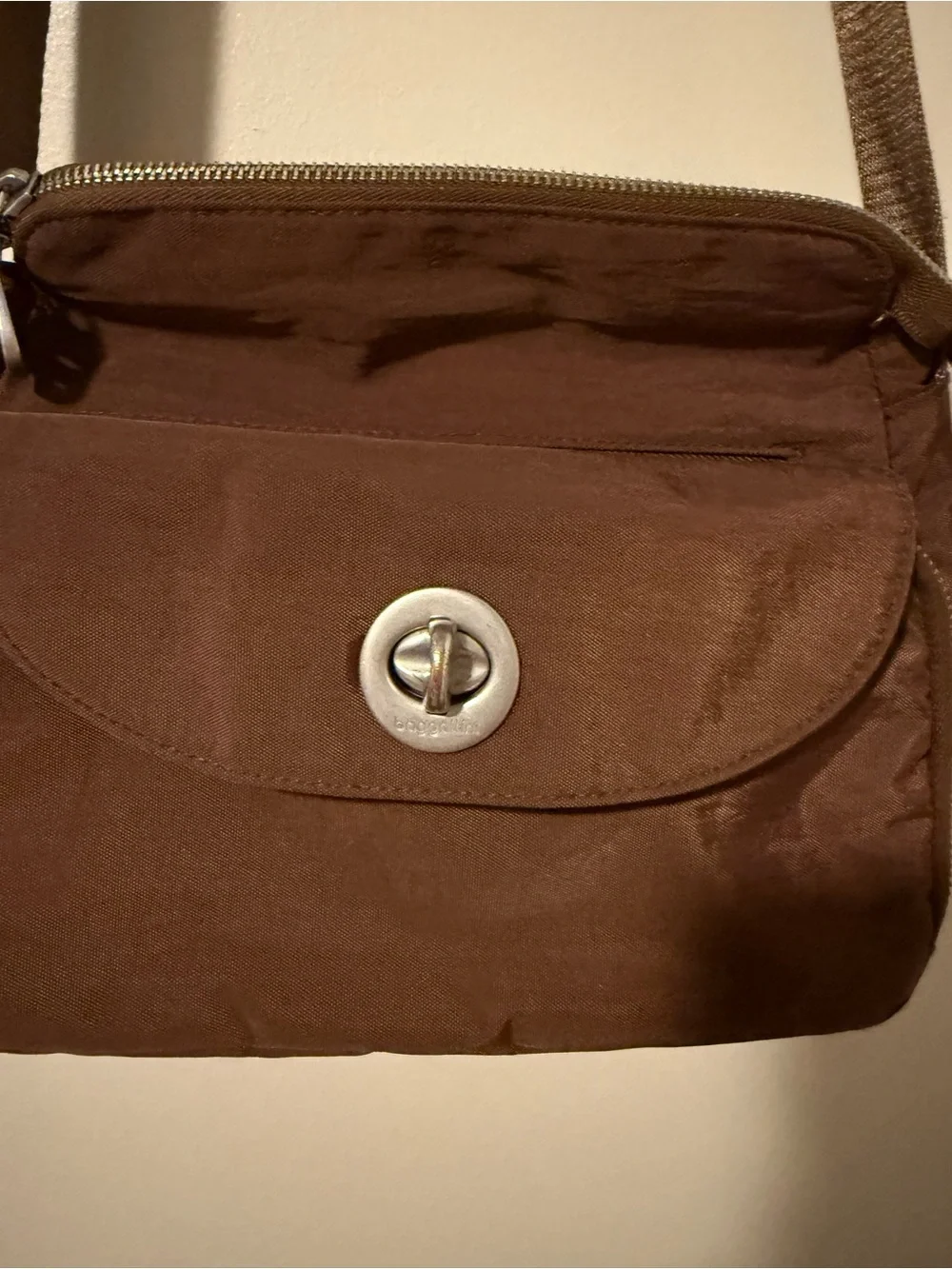 Baggallini Brown Crossbody Bag with Silver Turn-Lock
